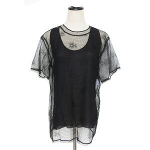CHRISTIAN DIOR Black Silk Lace Layered Set Evening Top 34